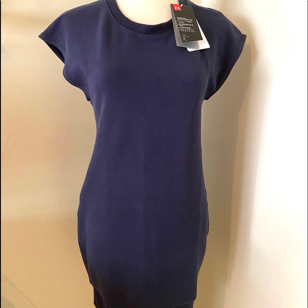 Under armor navy blue dress w/ slit holes in back.